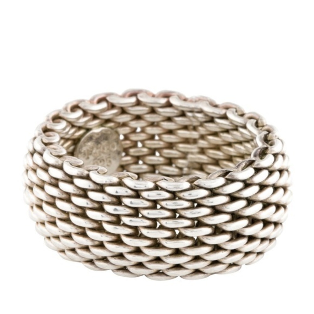 TIFFANY & CO. Sterling Silver 925 Vintage Somerset Mesh Ring Size 8.5 #1008